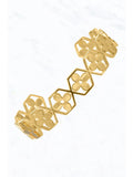 Clover Pattern Brass Gold Dipped Cuff Bracelet