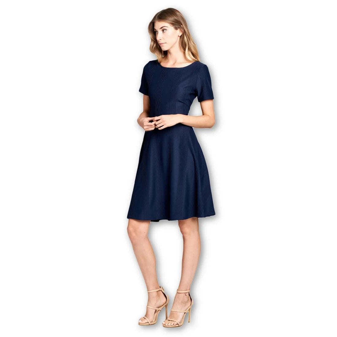 Boat Neckline Modern Dress - Navy