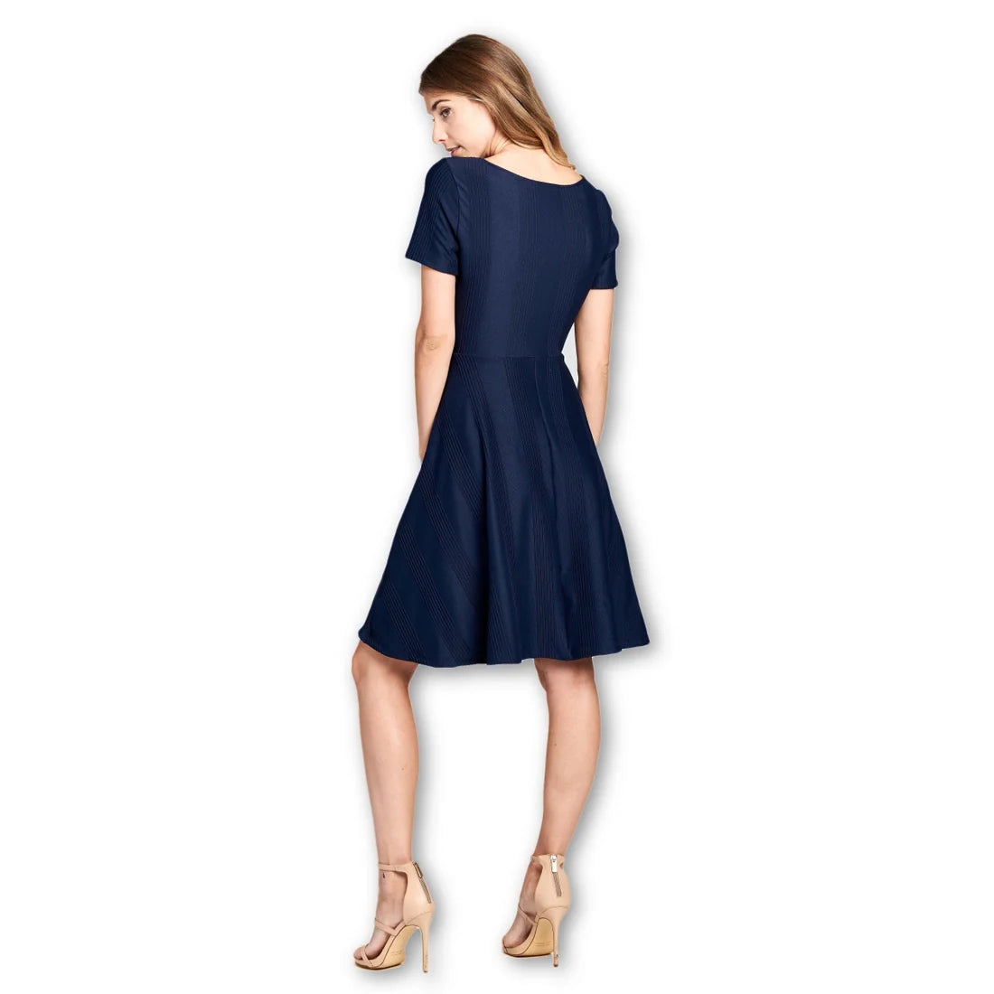 Boat Neckline Modern Dress - Navy