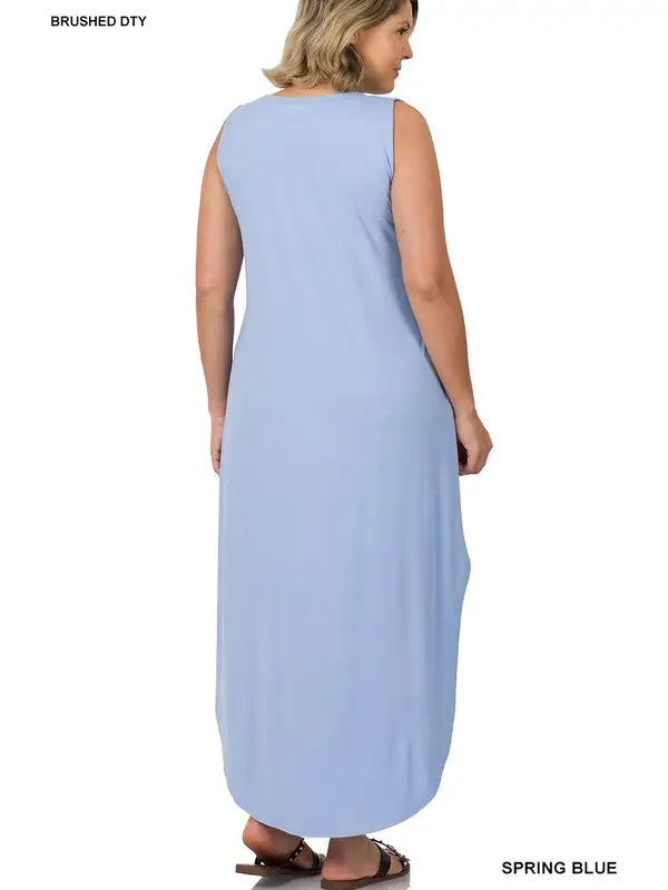 Soft Side Slit Dress With Pockets