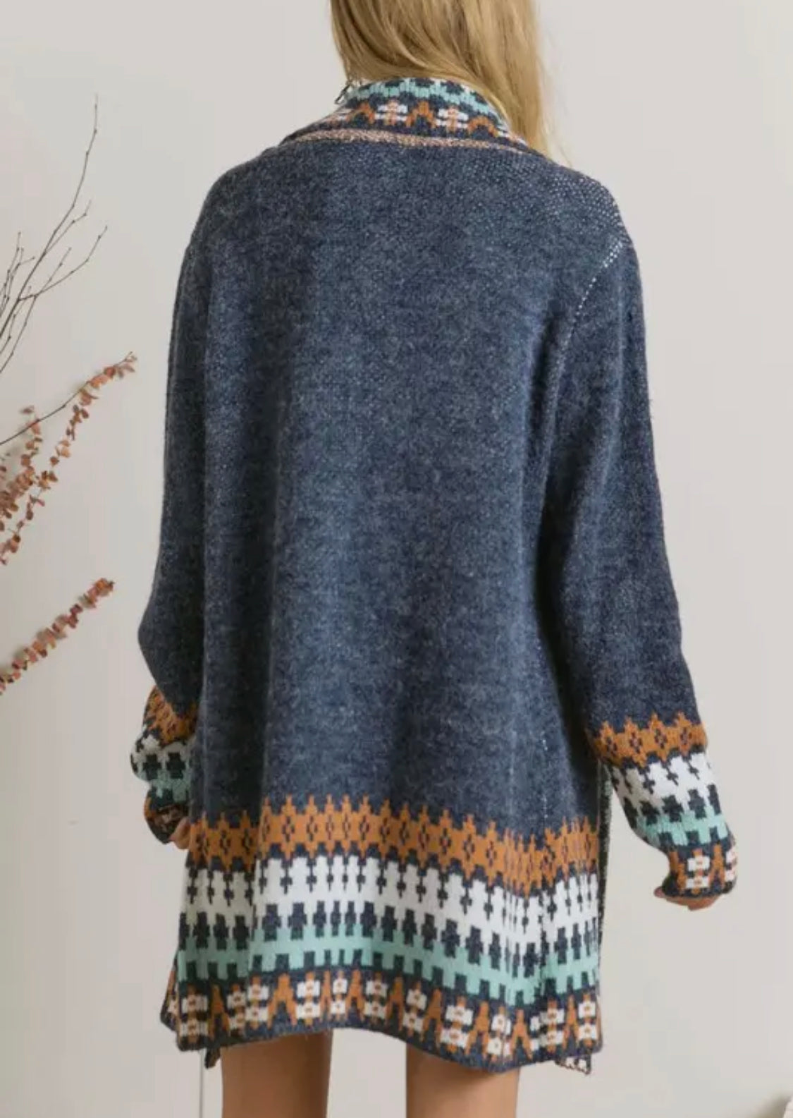 Tribal Trim Cardigan - Plus Sz