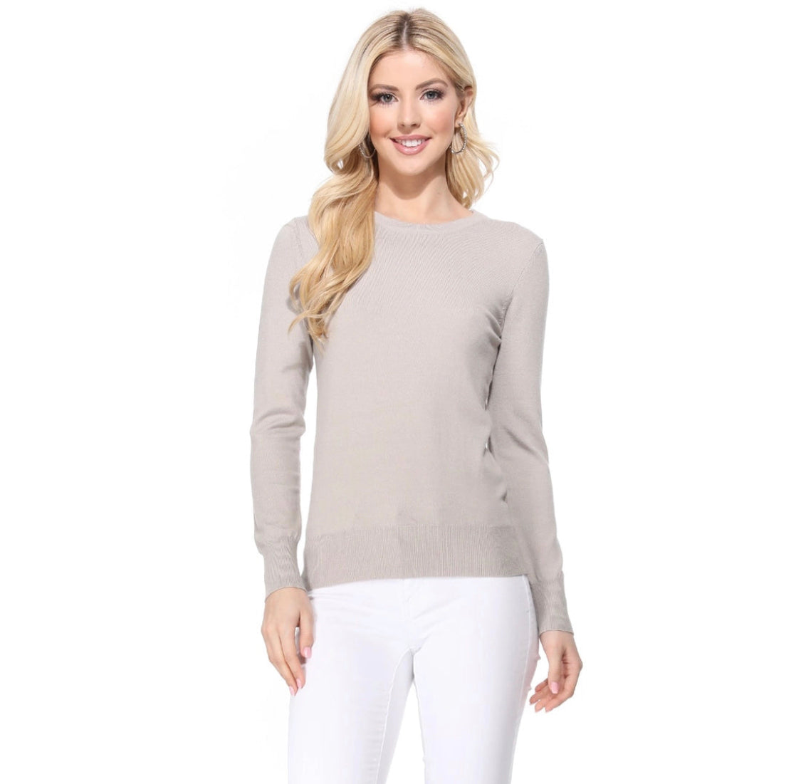 Crew Neck Long Sleeve Casual Knit Top