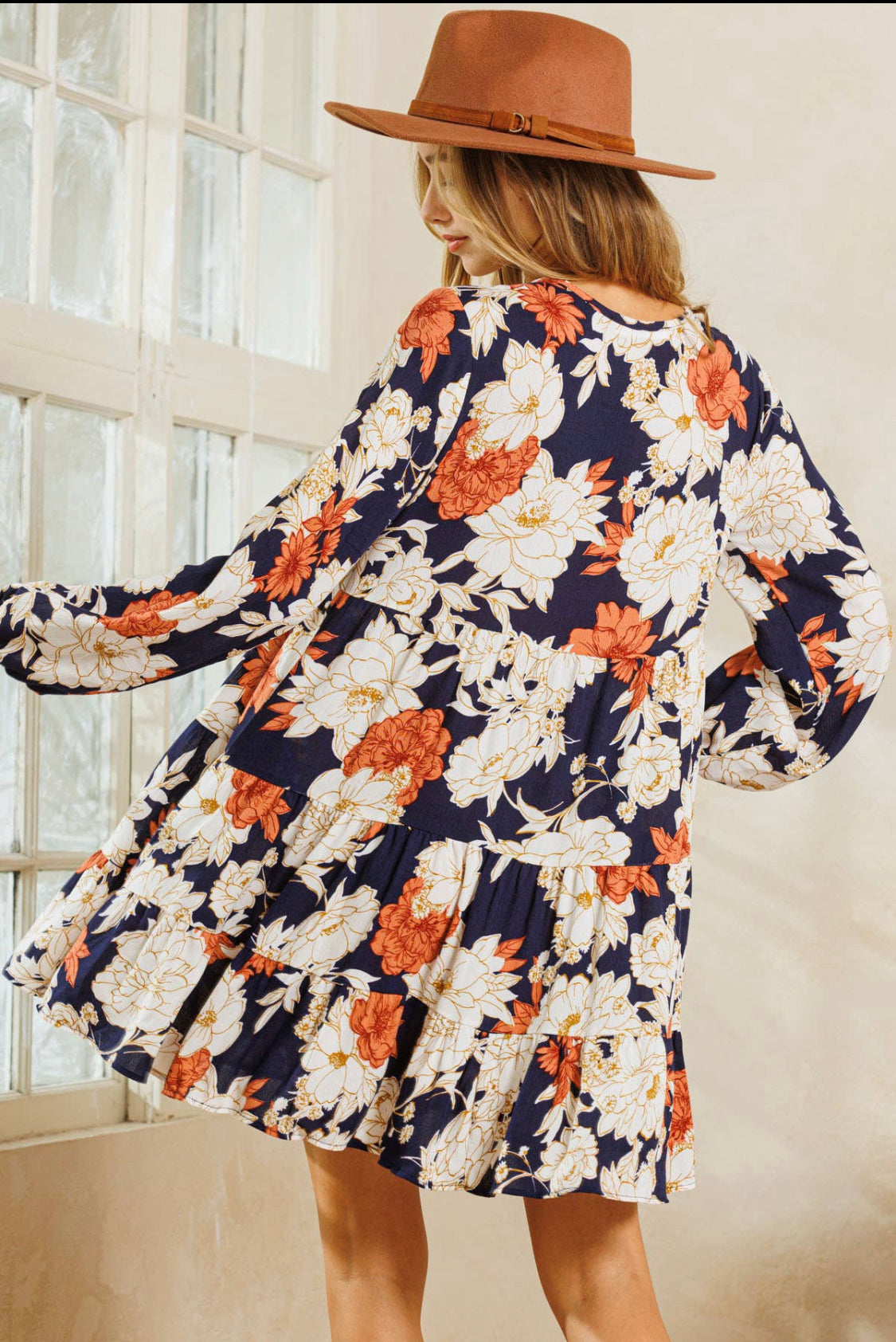 Fun Floral V-Neck Tiered Mini Dress