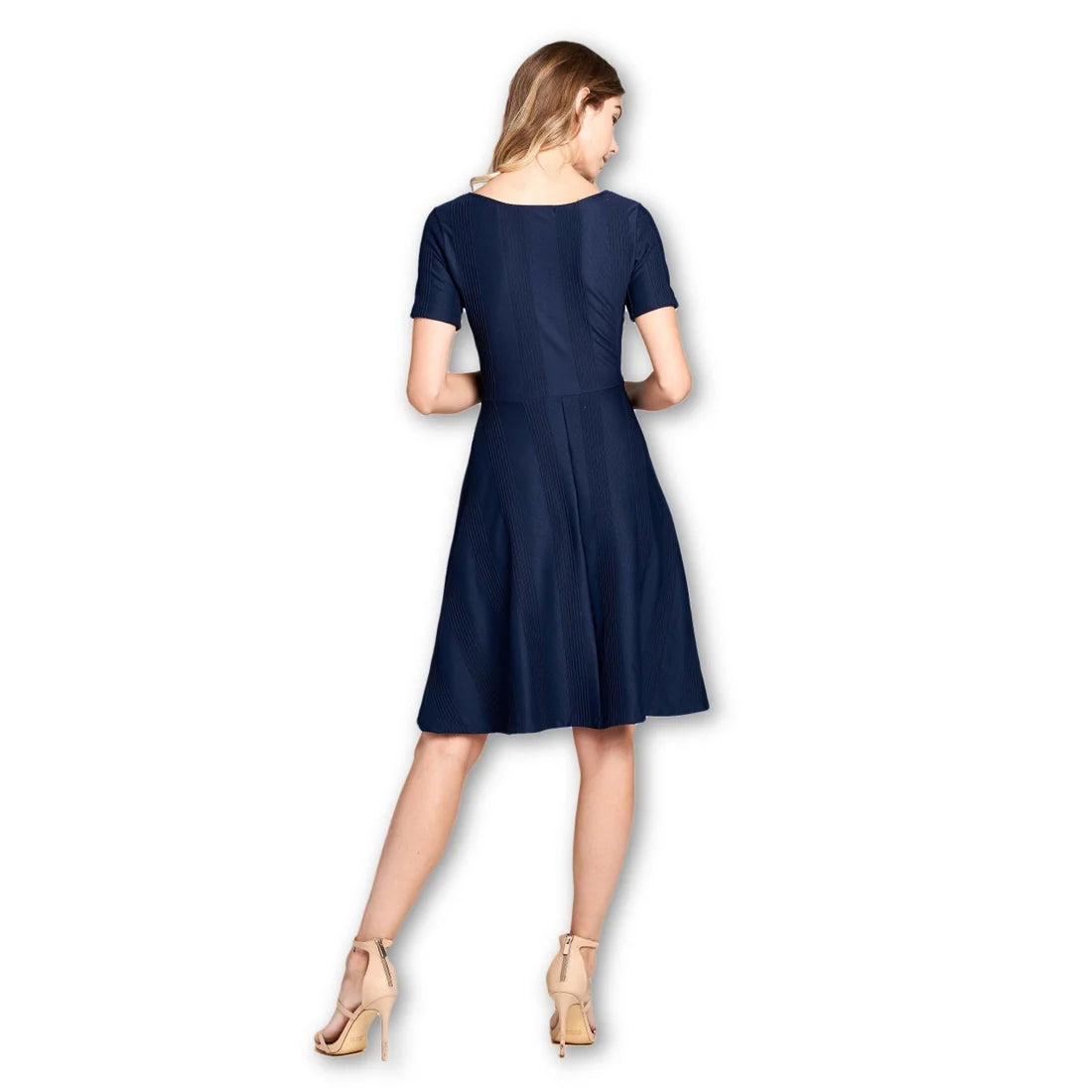 Boat Neckline Modern Dress - Navy