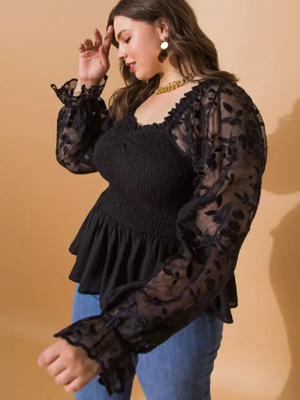 Organza Puff Sleeve Top