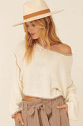 Loose Knit Boat Neck Crop Sweater