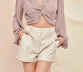 Bone Faux Leather shorts