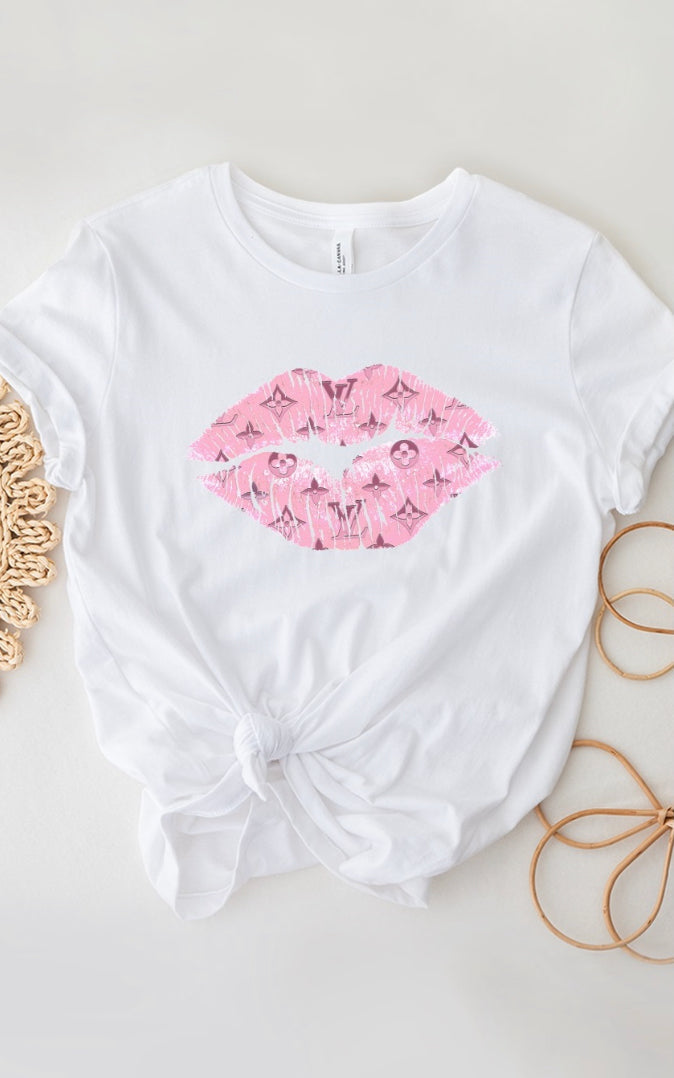 Designer Pink Lips Graphic Tee