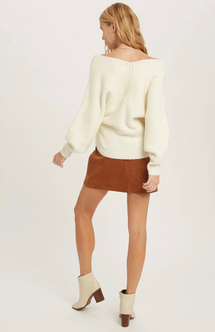 Crossover Ribbed Pullover