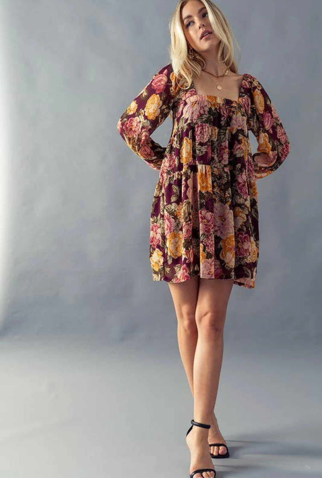 Flirty Floral Long Sleeve Mini Dress