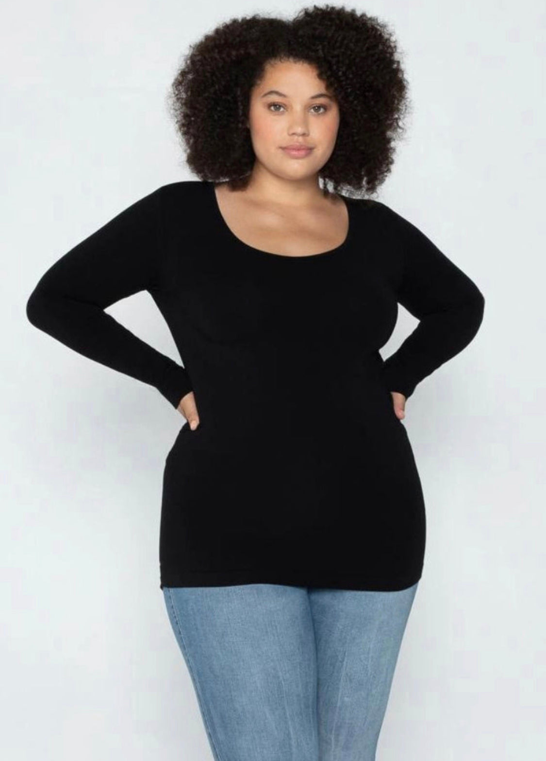 Bamboo Long Sleeve Scoop Neck Top, Plus