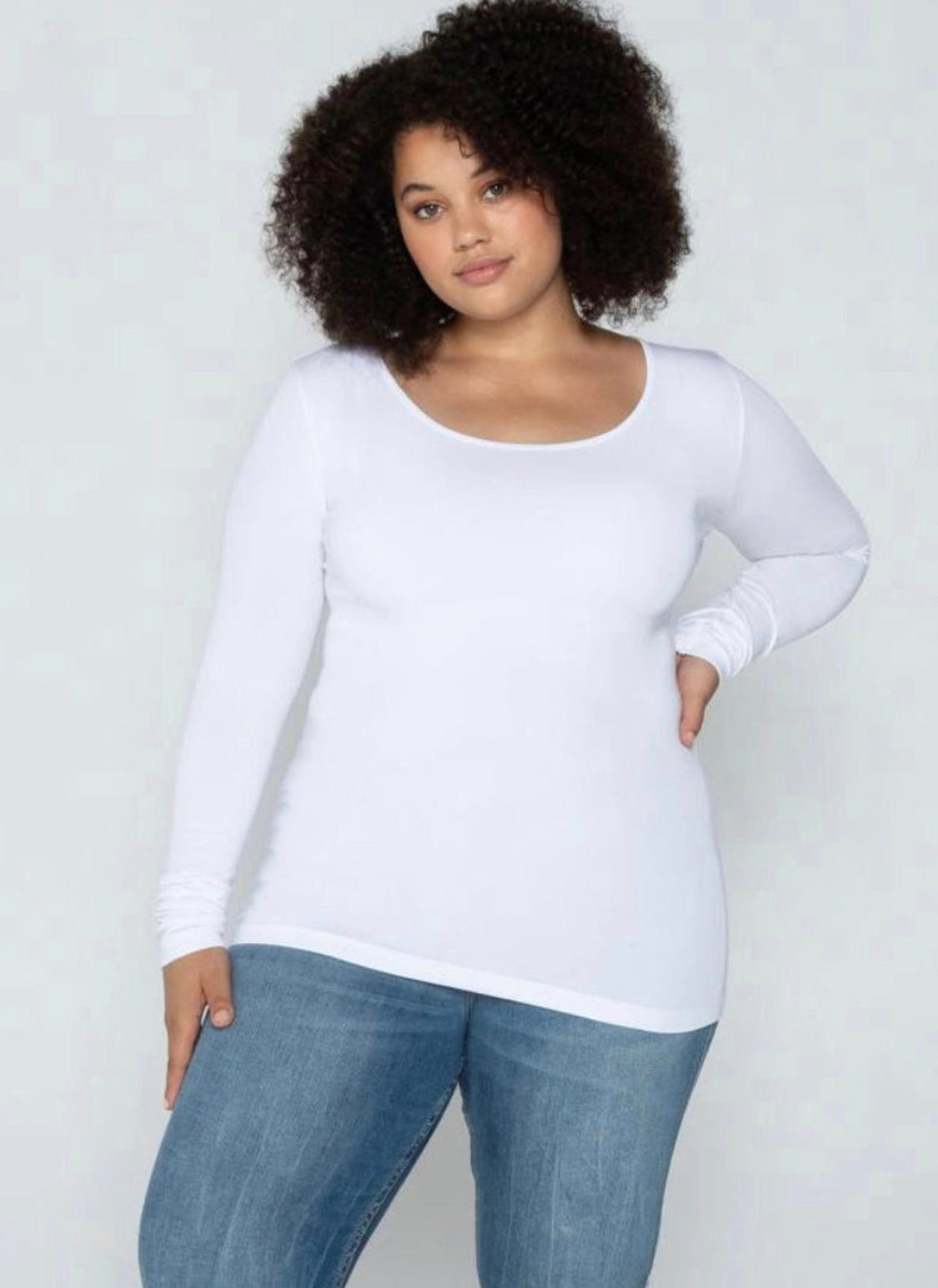 Bamboo Long Sleeve Scoop Neck Top, Plus