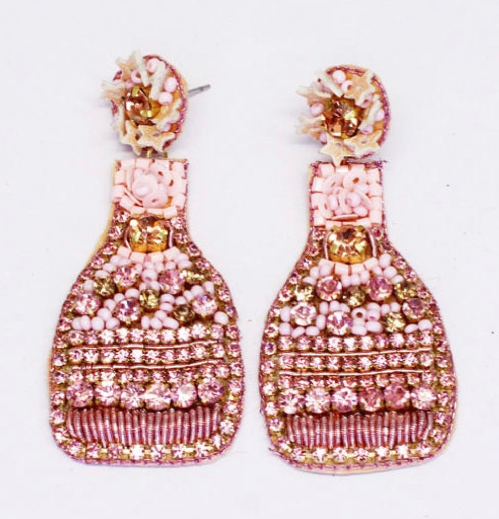 Pink Champagne Beaded Earrings