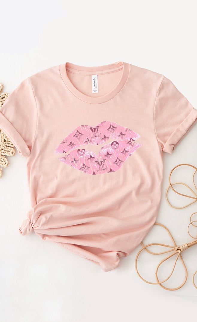 Designer Pink Lips Graphic Tee
