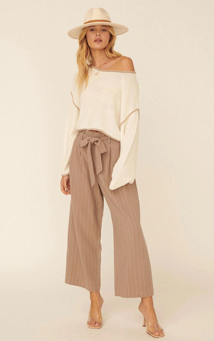 Loose Knit Boat Neck Crop Sweater