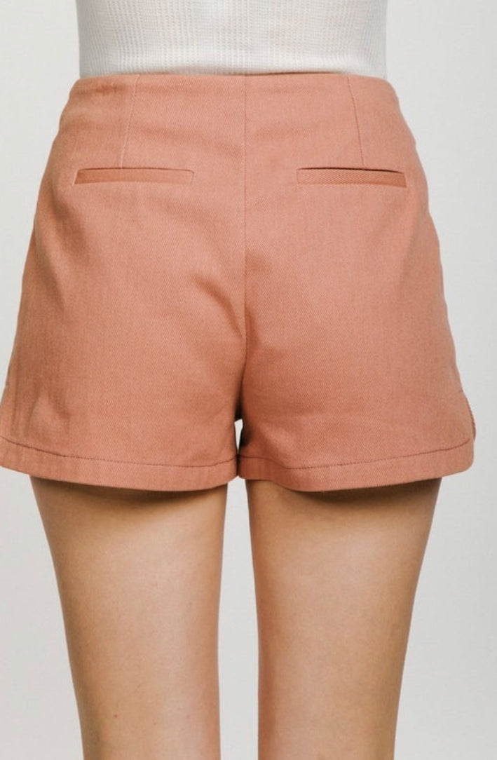 Casual High Waist Cotton Twill Shorts
