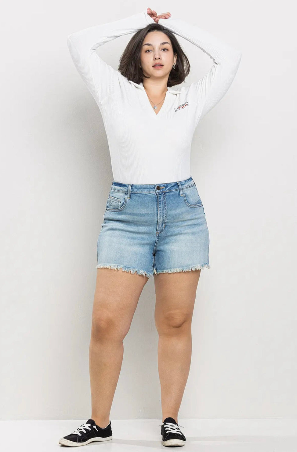 Curvy High Rise Denim Cutoff Shorts